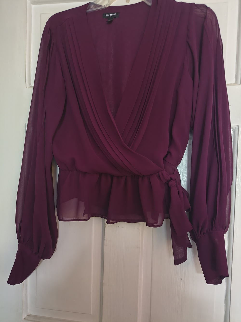 Express Women's Deep Plum Wrap Blouse